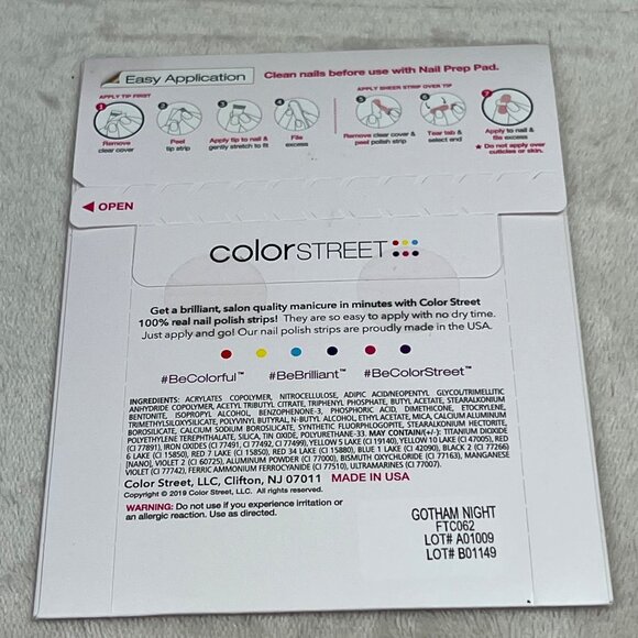 Color Street French Manicure Nail Polish Strips Gotham Night 16 Tips Overlay NIP - Picture 3 of 4